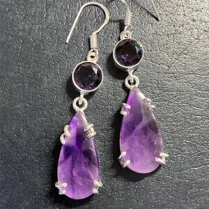 Purple Star Amethyst Earrings Stone Crystal Jewelry